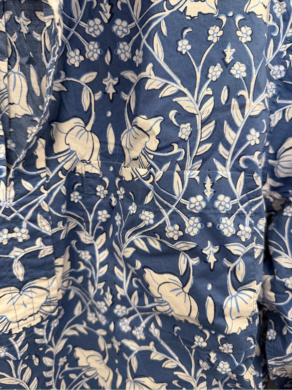 Talbots Blue Floral Print popoverr Shirt - Picture 2 of 4